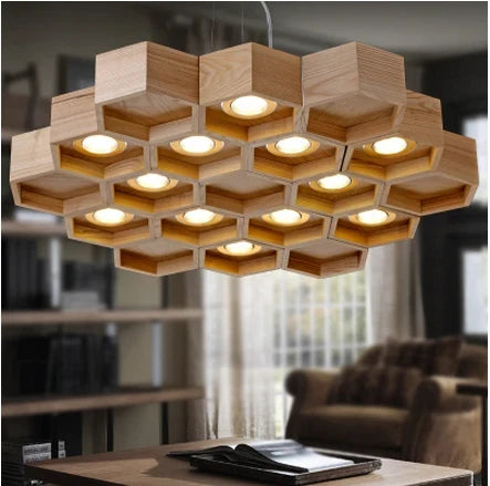suspension en bois acrylique design nid dabeille pour intérieur