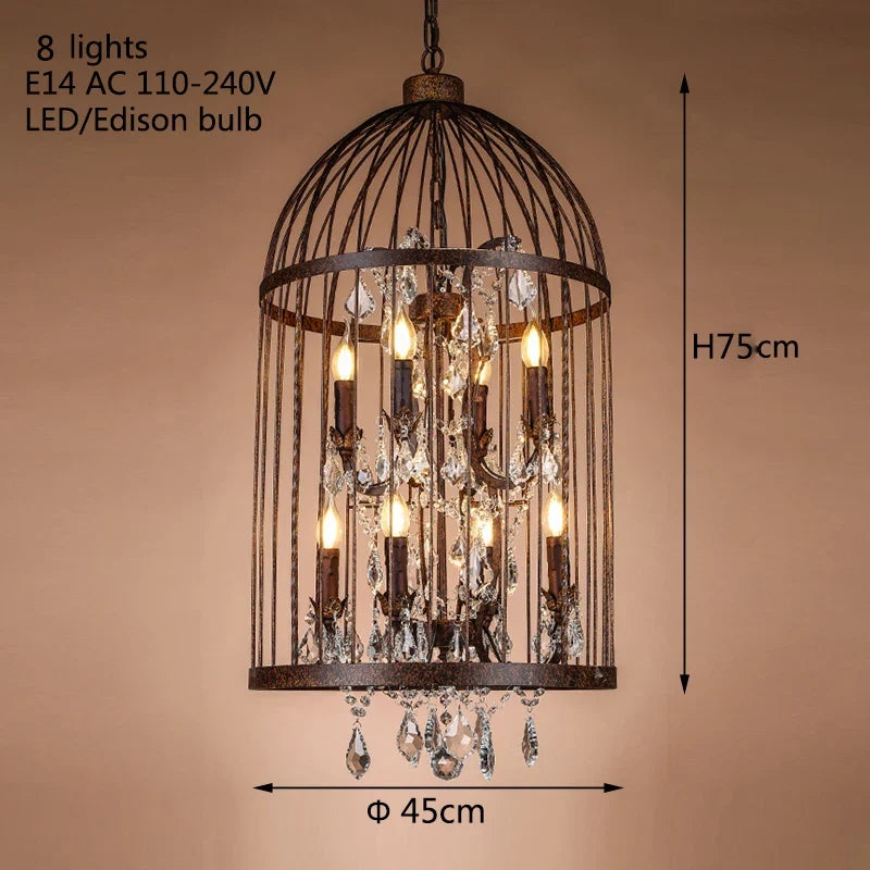 lustre vintage en fer forgé style empire cristal