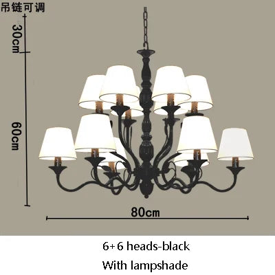 lustre rétro en fer noir style vintage industriel pour éclairage intérieur