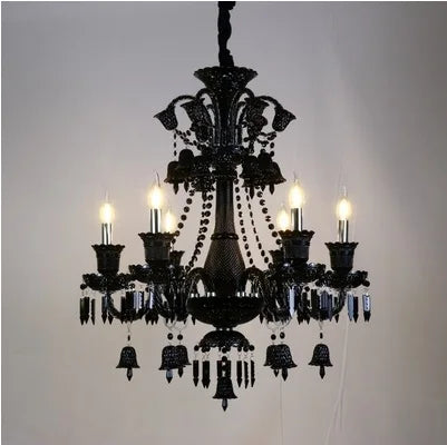 lustre en cristal noir pour un éclairage luxueux et élégant