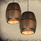 baril en bois suspension style rétro pour restaurant