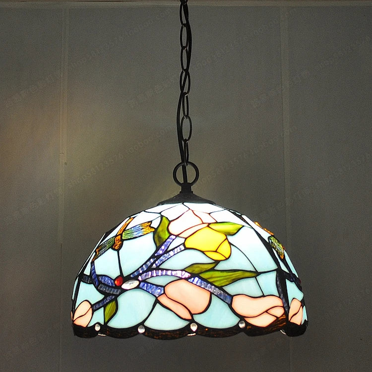 lustre libellule émaillé style tiffany éclairage vintage élégant