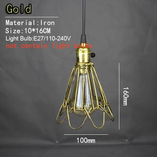 suspension vintage en fer avec abat jour et interrupteur intérieur