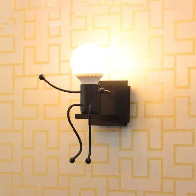 applique murale led en fer avec poupée de dessin animé nordique pour enfants