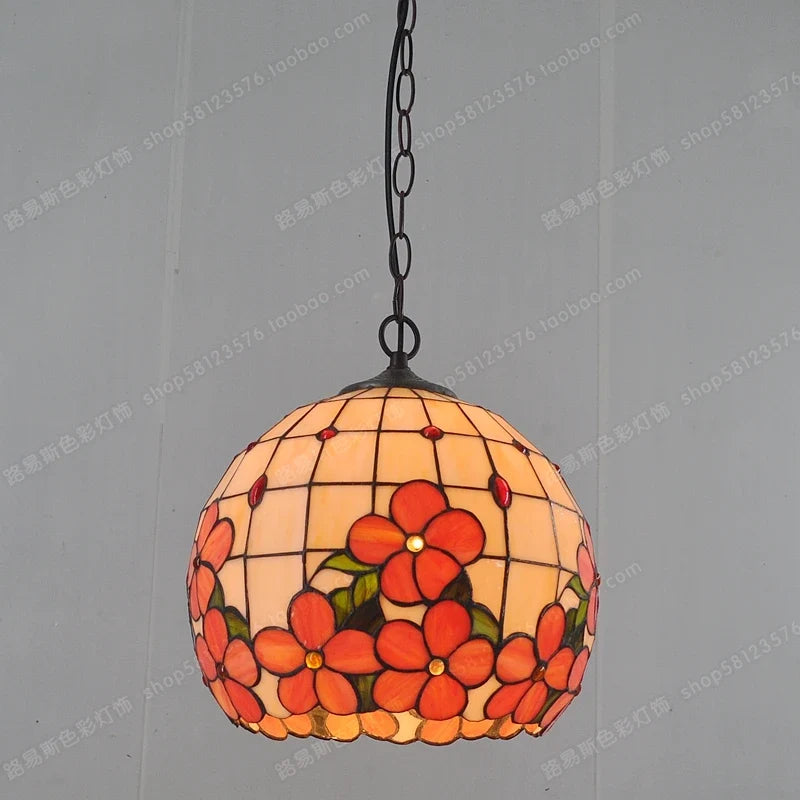 lustre en verre de fleurs riches style tiffany pour éclairage élégant