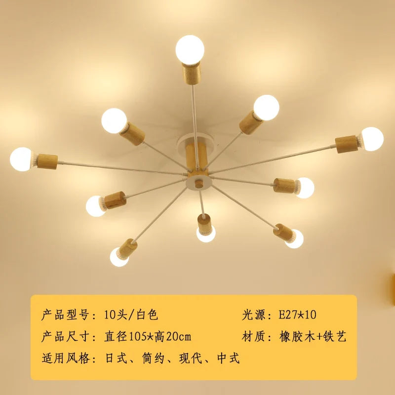 plafonnier moderne en bois massif lampe à led design créatif nordique