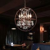 lustre vintage industriel en fer et cristal