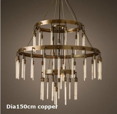 suspension rétro en fer et cuivre noir design industriel