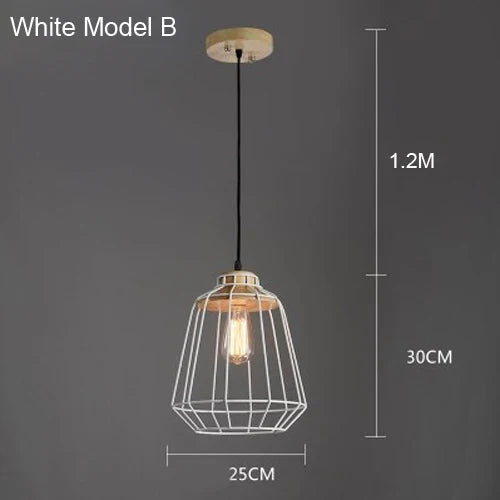 suspension vintage en fer et bois pour éclairage intérieur