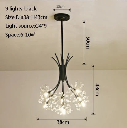 suspension en cristal de pissenlit pour ambiance moderne