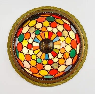 plafonnier en vitrail style méditerranéen pour extérieur et intérieur