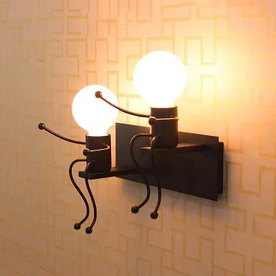 applique murale led en fer avec poupée de dessin animé nordique pour enfants