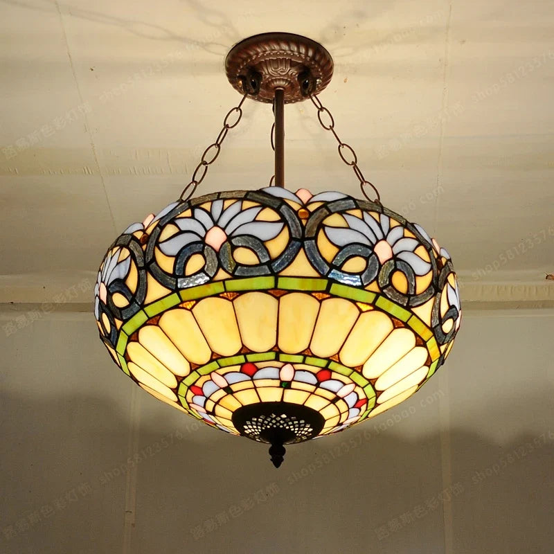 lustre antique style tiffany pour éclairage intérieur et extérieur