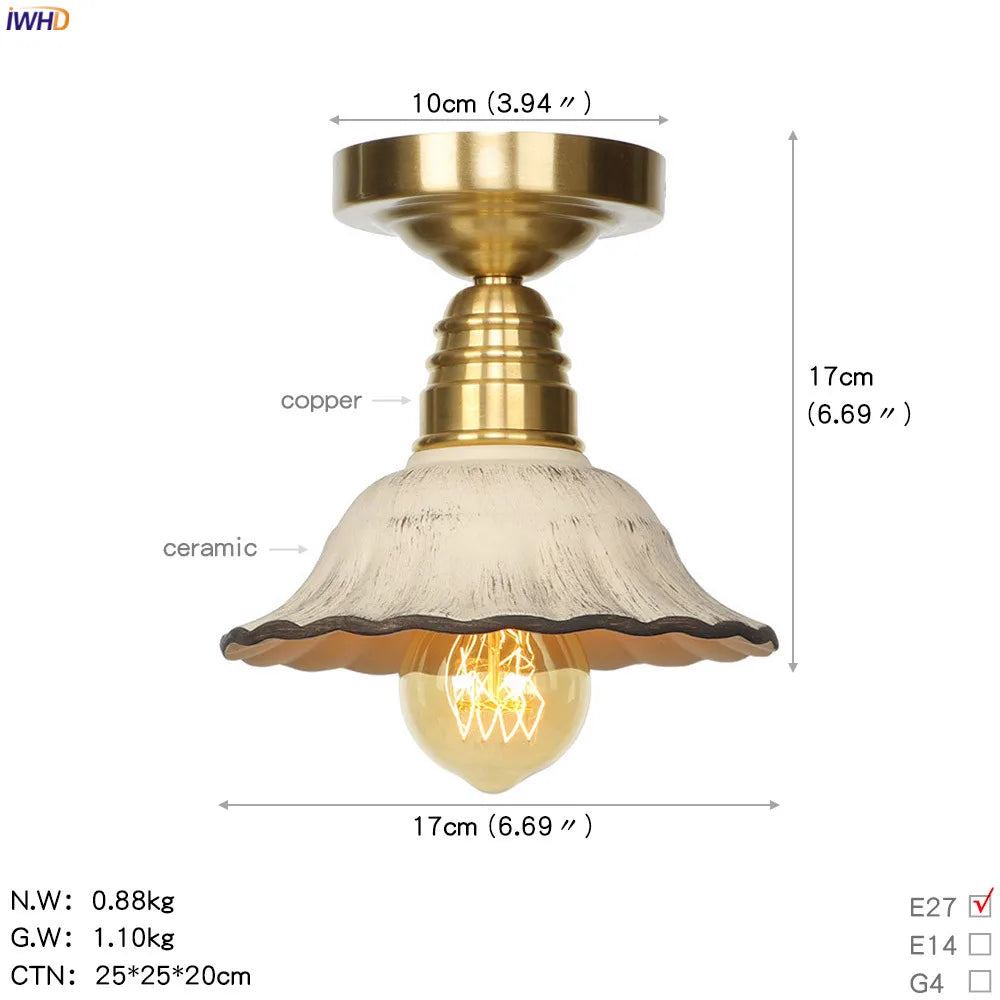IWHD nordique japon Style cuivre plafonniers pour salon chambre boule De verre plafonnier Plafondlamp LED Lampara De Techo