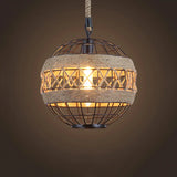 lustre rétro en corde de chanvre pour restaurant bar café