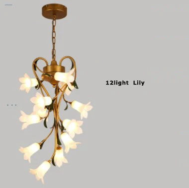 suspension en fer nordique avec verre lys tulipe camélia pour éclairage décoratif