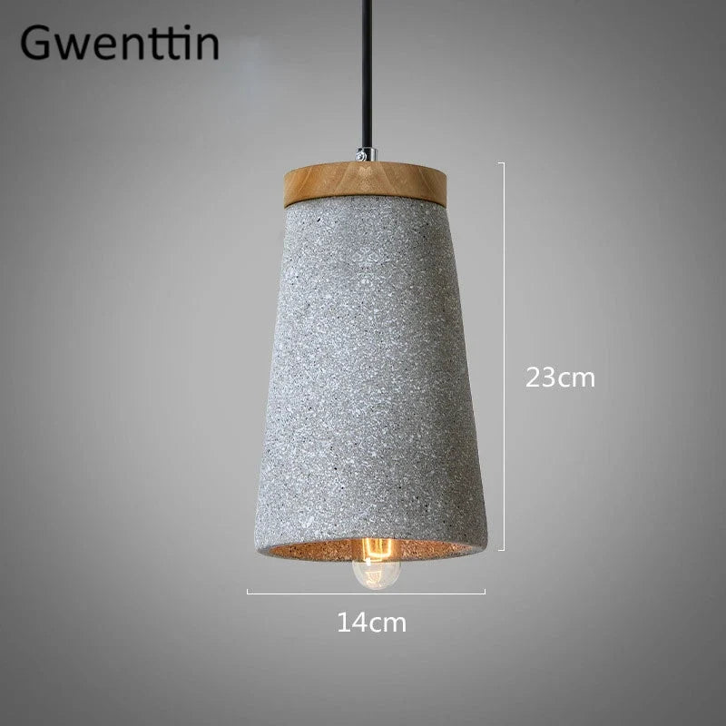 suspension en ciment vintage et bois moderne à LED