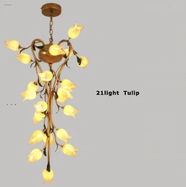 suspension en fer nordique avec verre lys tulipe camélia pour éclairage décoratif