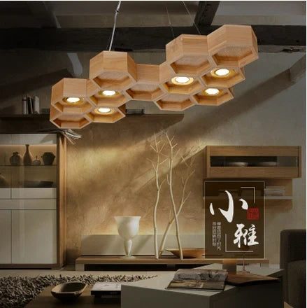 suspension en bois acrylique design nid dabeille pour intérieur