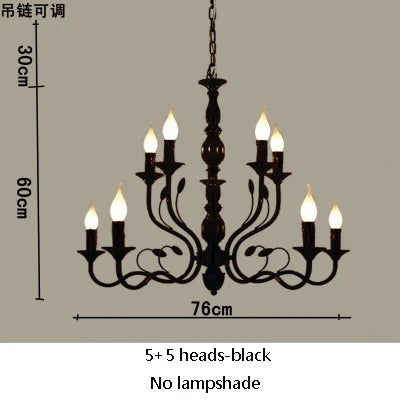 lustre rétro en fer noir style vintage industriel pour éclairage intérieur