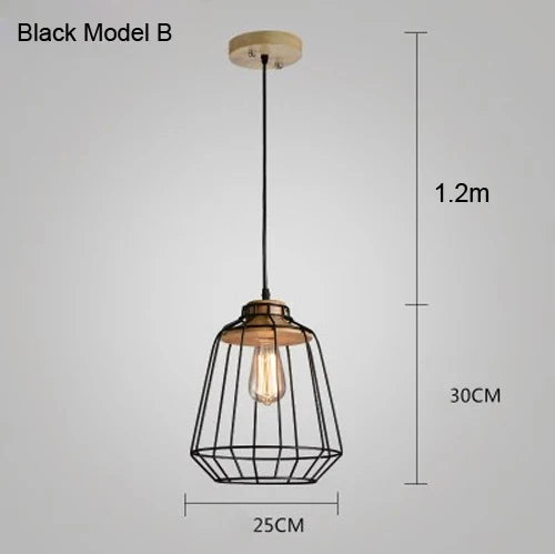 suspension vintage en fer et bois pour éclairage intérieur