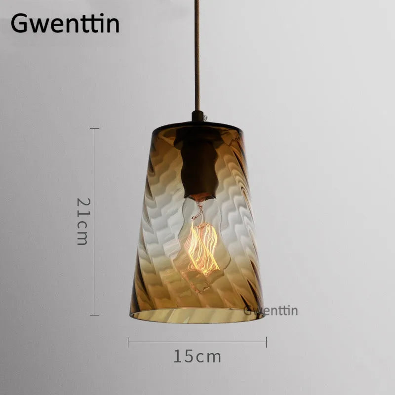 suspension moderne en verre teinté pour décoration intérieure