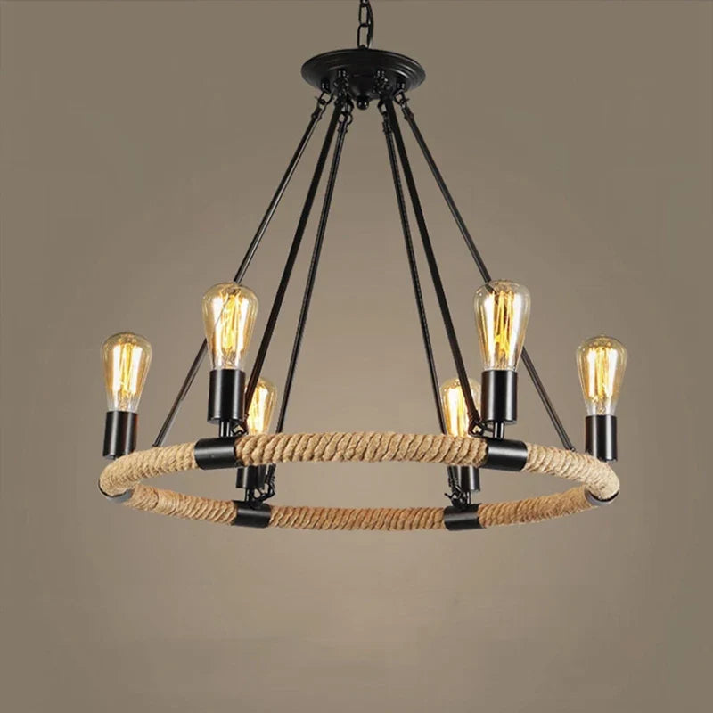 gzmj suspension lumineuse industrielle vintage en chanvre