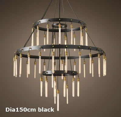 suspension rétro en fer et cuivre noir design industriel