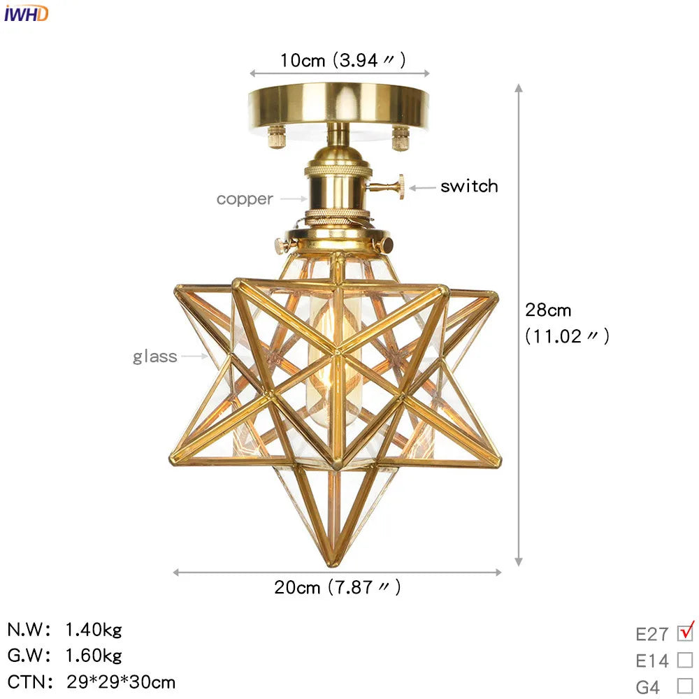 IWHD nordique japon Style cuivre plafonniers pour salon chambre boule De verre plafonnier Plafondlamp LED Lampara De Techo