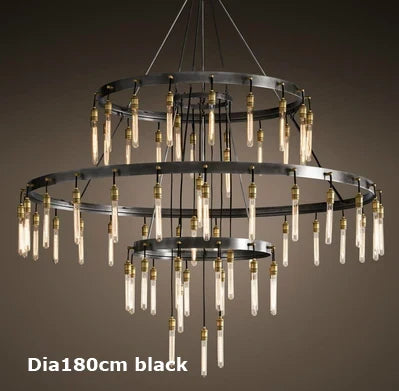 suspension rétro en fer et cuivre noir design industriel