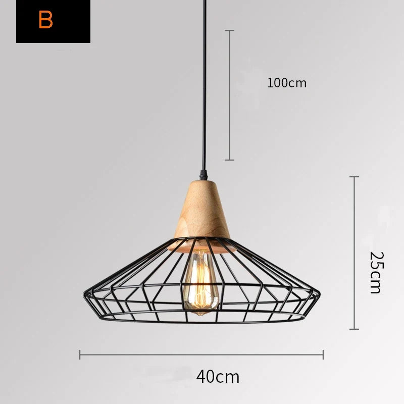 suspension vintage en fer avec cage led gzmj
