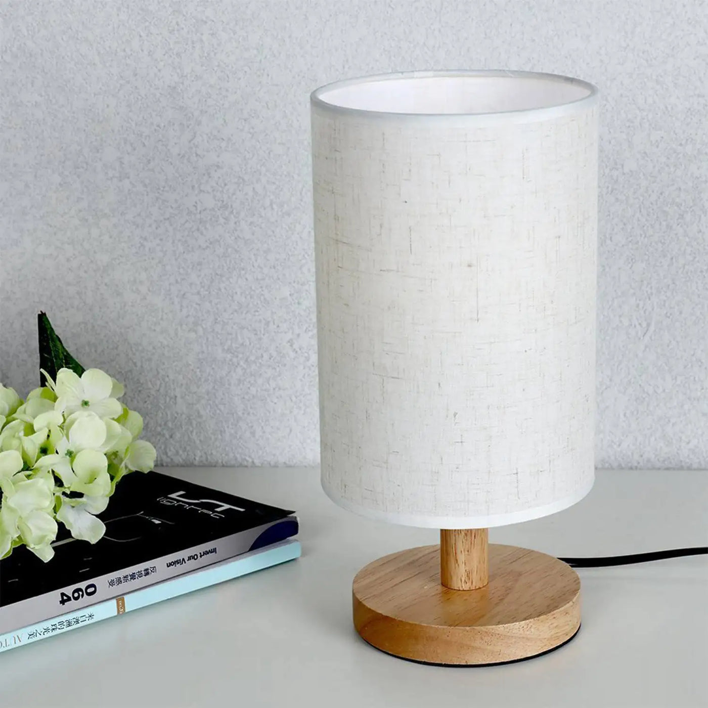 lampe de bureau led minimaliste moderne en tissu et bois usb