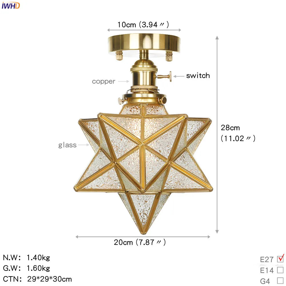 IWHD nordique japon Style cuivre plafonniers pour salon chambre boule De verre plafonnier Plafondlamp LED Lampara De Techo