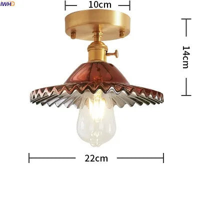 plafonnier led iwhd verre cuivre style nordique vintage edison