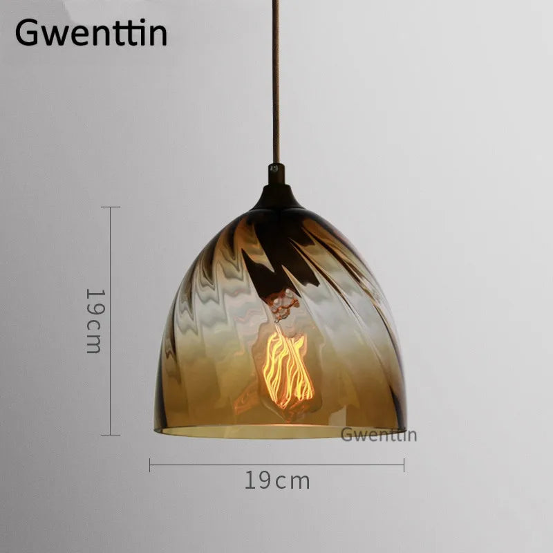 suspension moderne en verre teinté pour décoration intérieure