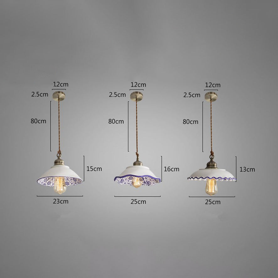 Suspension moderne LED abat-jour en céramique blanc Riya