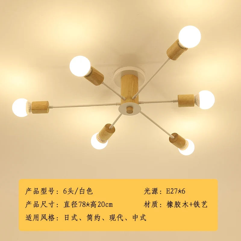plafonnier moderne en bois massif lampe à led design créatif nordique