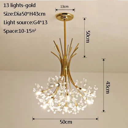 suspension en cristal de pissenlit pour ambiance moderne