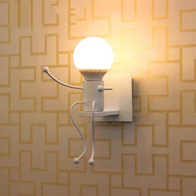 applique murale led en fer avec poupée de dessin animé nordique pour enfants