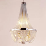 lustre suspendu à pompon en aluminium argenté avec éclairage led