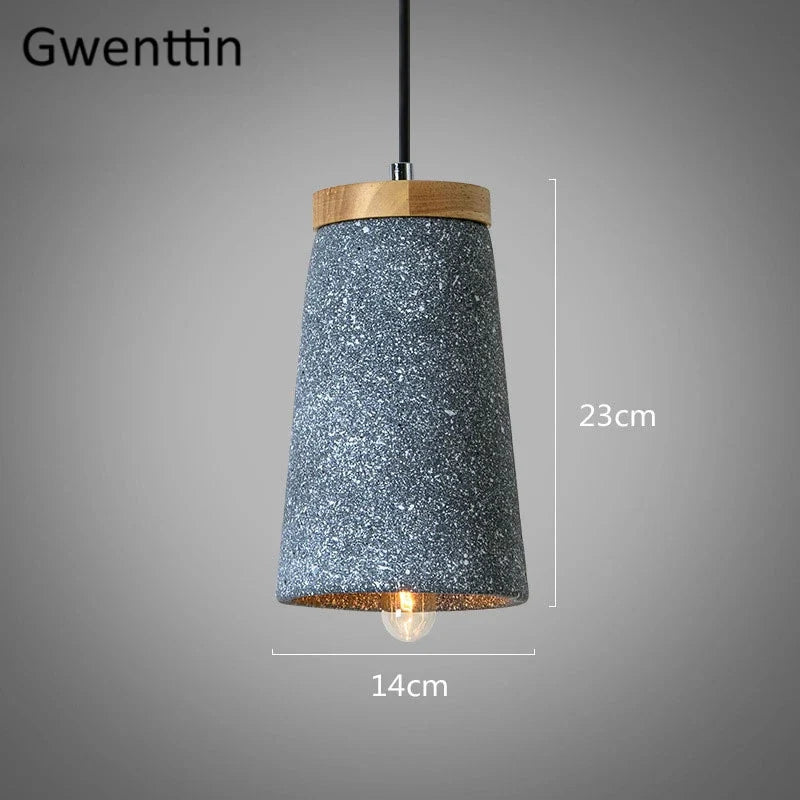 suspension en ciment vintage et bois moderne à LED