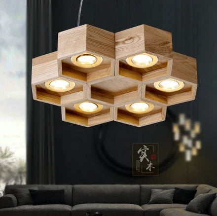 suspension en bois acrylique design nid dabeille pour intérieur