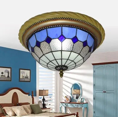plafonnier en vitrail style méditerranéen pour extérieur et intérieur