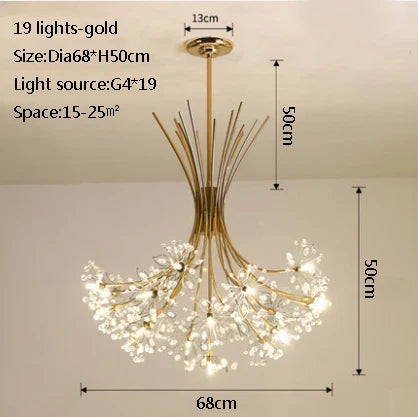 suspension en cristal de pissenlit pour ambiance moderne