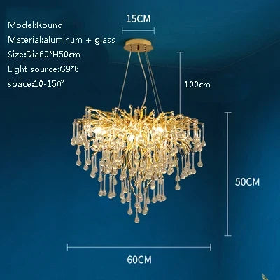 lustre en cristal pour éclairage créatif et décoration élégante
