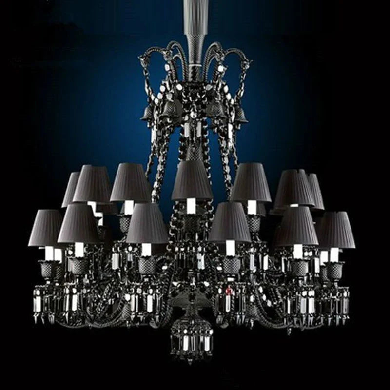 lustre en cristal noir pour un éclairage luxueux et élégant