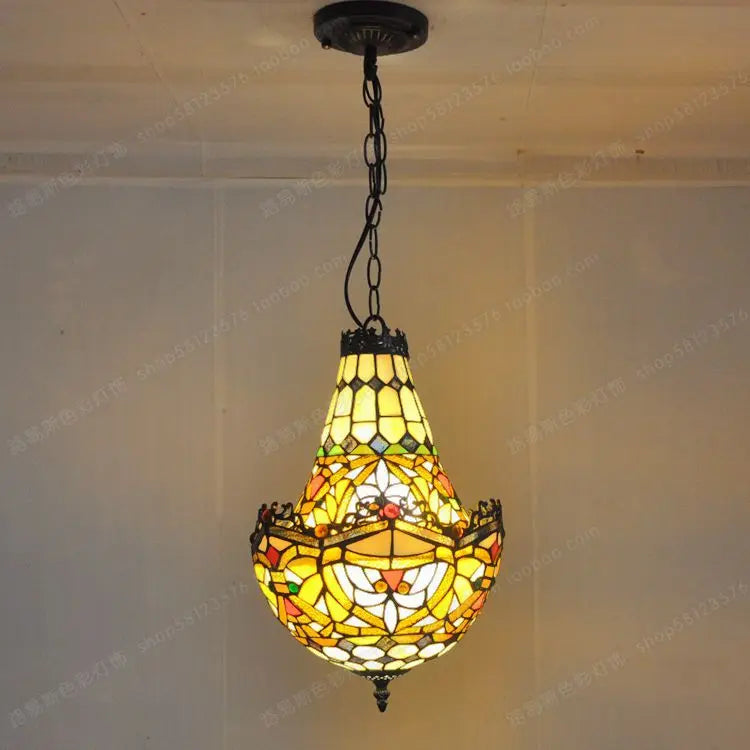 lustre en verre tiffany créatif rétro pour café bar escalier