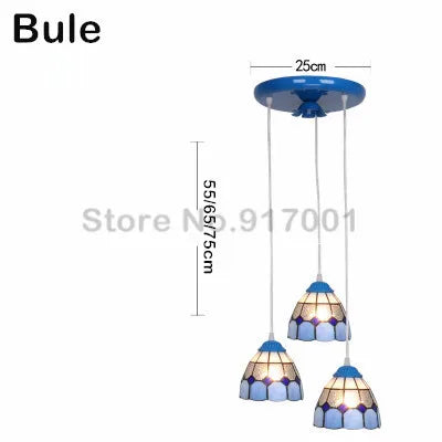 3 Heads Colorful Glass LED Pendant Lamps Light,Bedroom Suspension Hanging Ceiling Lamp