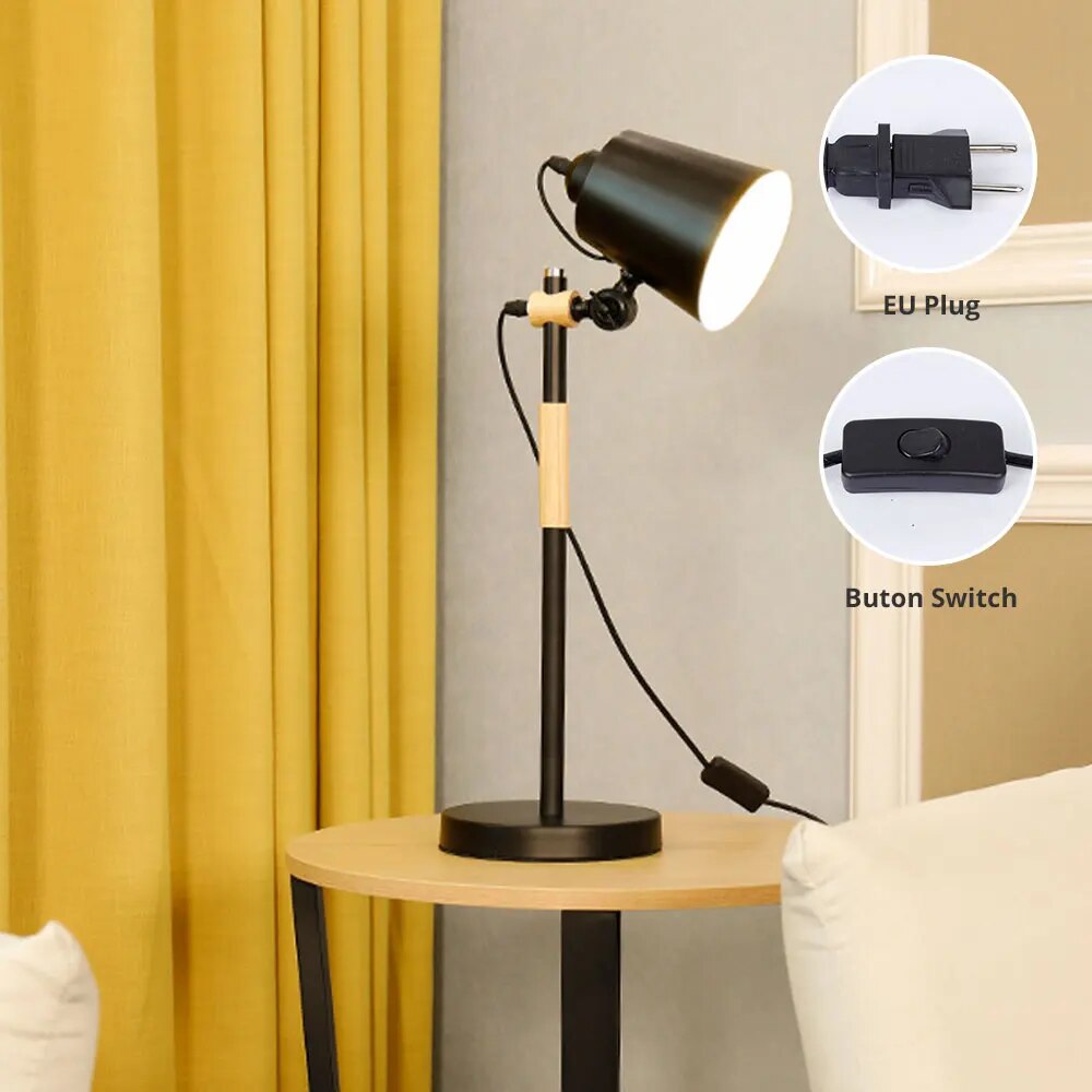 Lampe de bureau en bois métal moderne nordique