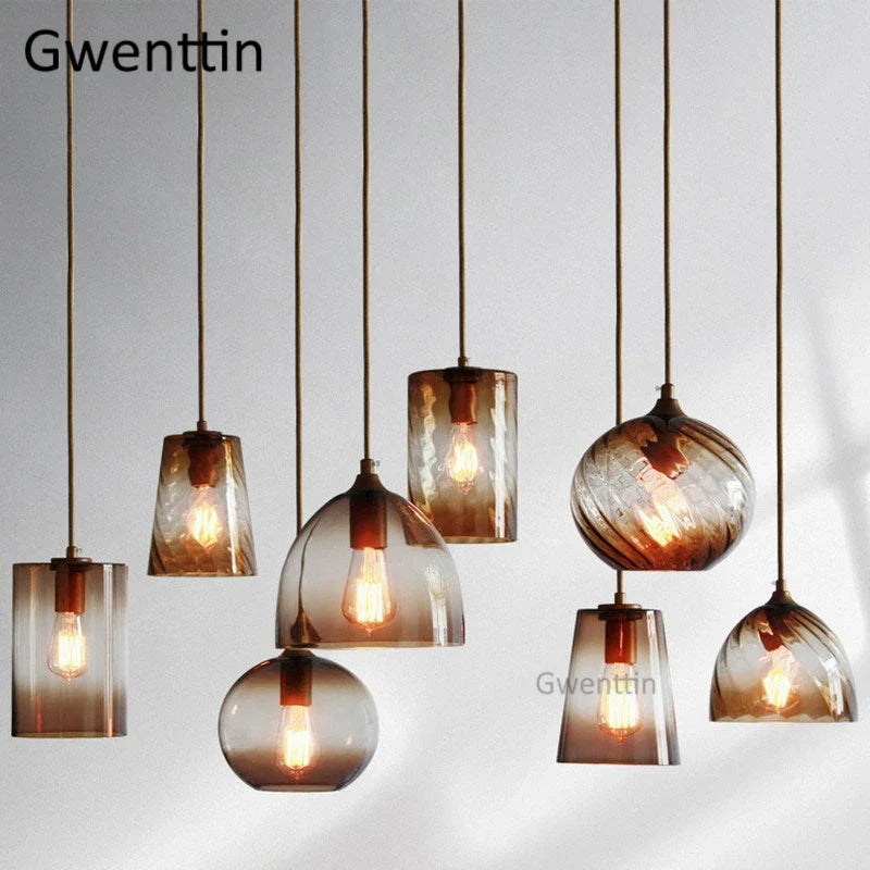 suspension moderne en verre teinté pour décoration intérieure